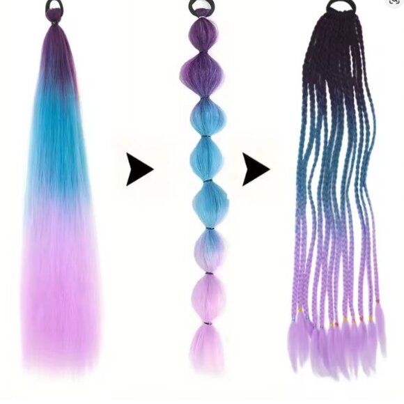 2-Ponytail Extension with Elastic Tie Hair Band 24" Long Straight - Picture 4 of 7